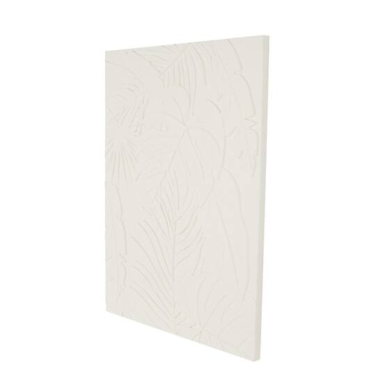35" x 47" White Wooden Leaf Embossed Wall Décor
